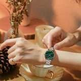 New Design Elegant Green Malachite Dial Ladies Watches Japanese Quartz Movement Stainless Steel Strap Waterproof Watches