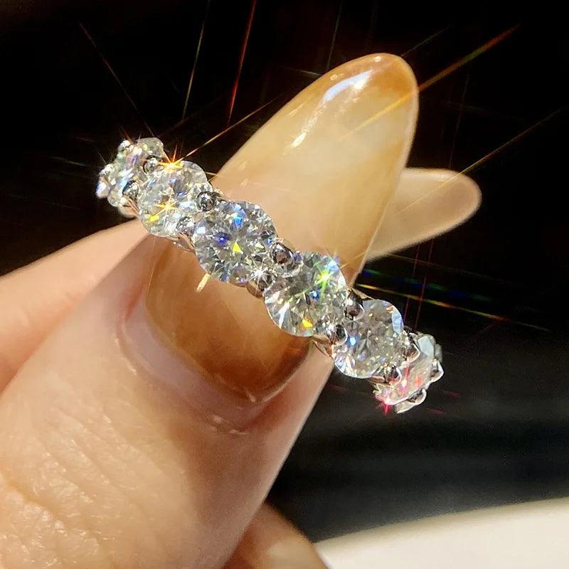 Super D Colour VVS1 3/5mm Moissanite Diamonds Eternity Ladies Wedding Eternity Rings S925 Silver Jewellery with GRA