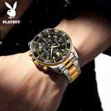 PLAYBOY Casual Business New Original Stainless Steel Multifunction Waterproof Luxury Quartz Men's Watches
