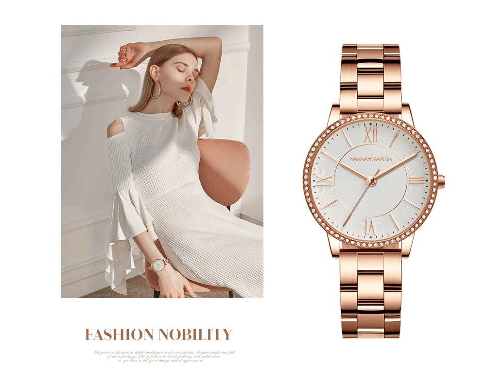 New Luxury Brand Classic Luxury Rhinestone Diamonds Ladies Watches Japanese Movement Women Dress Watches Gift Set