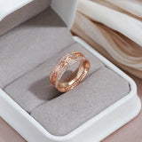 Luxury Rolled 14K Rose Gold Bride Wedding Rings For Women with AAA Zircon Diamonds - Ethnic Fine Jewellery