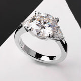 Amazing 3-Stone Round Cut 4.6CT Moissanite Diamond Rings - S925 Silver Wedding Engagement Jewellery With GRA