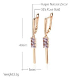Luxury 14K Filled Rose Gold Oval Purple AAA Zircon Crystals Long Pendant Earrings - Trendy Daily Jewellery