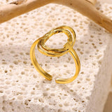 New in 18k Gold Color Plated Stainless Steel Rings For Women, Girls - Fashion Hollow Oval Ring Birthday Gift Jewellery - The Jewellery Supermarket