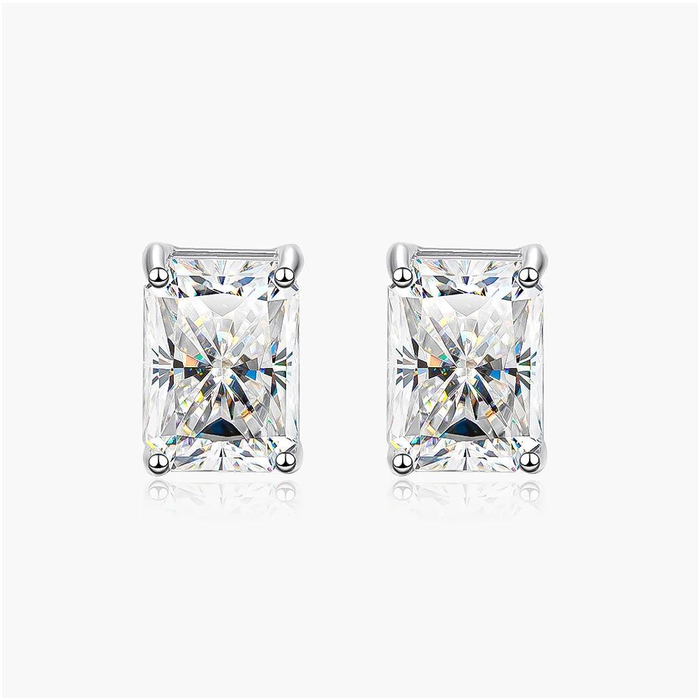 Glorious Classic 14K White Gold Plated Real Moissanite Diamonds Earrings For Women - Sterling Silver Fine Jewellery - The Jewellery Supermarket