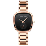 Fashionable Minimalist Style Elegant Ladie's Quartz Wristwatch Wine Barrel Rose Gold or Black Oval Women's Watches