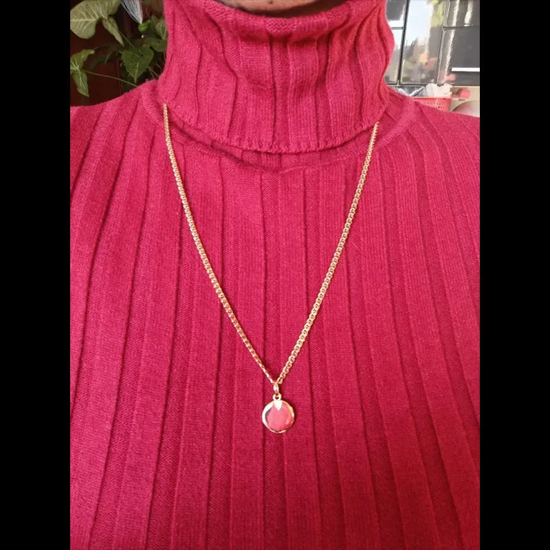 Charming Simple Round Rolled 14K Rose Gold AAA Zircon Diamonds Pendant Necklace for Women - Fashion Jewellery