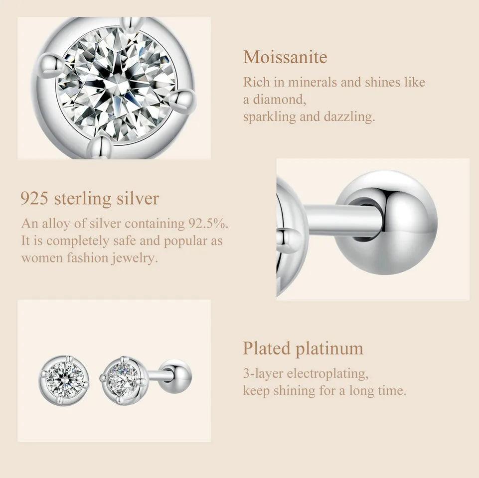 Lovely Round 0.1 CT Moissanite Diamonds Stud Earrings For Women - Sterling Silver Original Moissanite Fine Jewellery - The Jewellery Supermarket