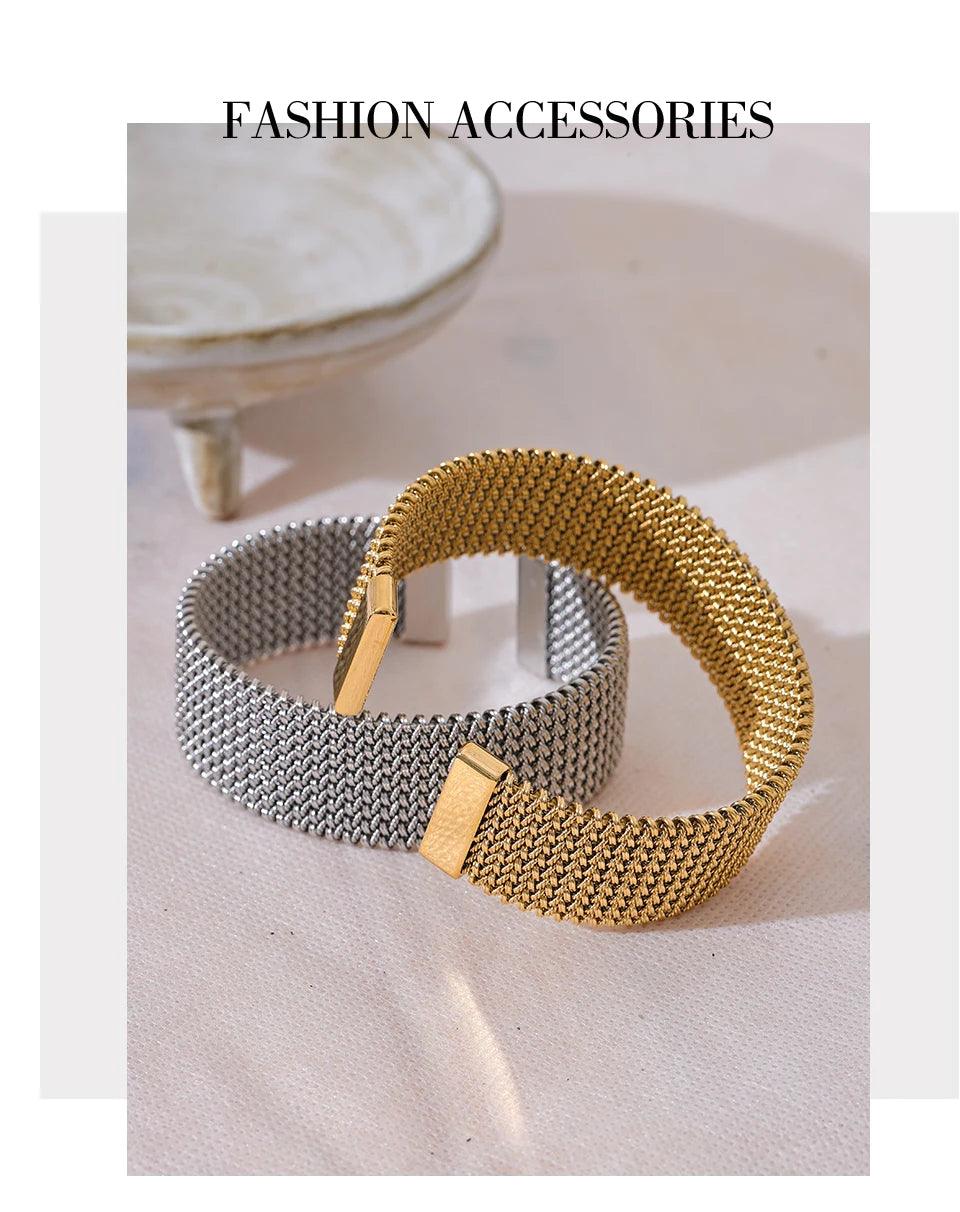 New Waterproof Stainless Steel Metal Wide Open Bracelet Bangle for Women High Quality Statement Daily Jewellery - The Jewellery Supermarket