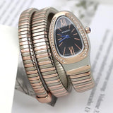 Unique Snake Shaped Design Bracelet Gold Silver Watches for Women Luxury Bangle Quartz Watches