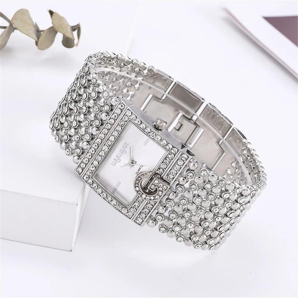 Classic Square Gold Women Watches High-end Temperament Ladies Dress Bracelet Watch Luxury Diamonds Quartz Wristwatch Montre - The Jewellery Supermarket