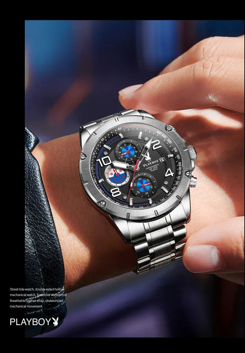 PLAYBOY High Quality Multifunction Best Selling Original Luxury Waterproof Fashion Business Quartz Wrist Watches