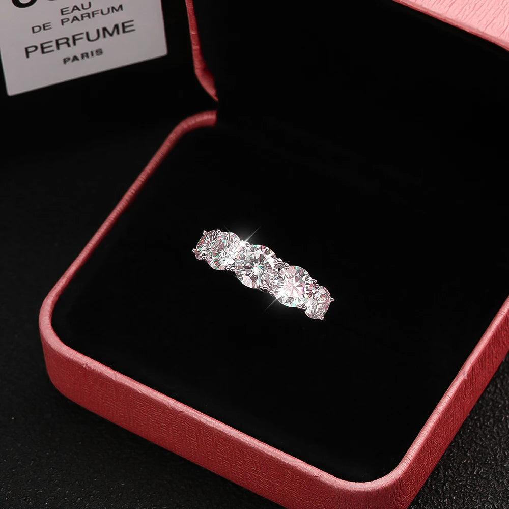 Fabulous 5 Stones 3.6cttw GRA Certified Moissanite Diamonds Eternity Rings Silver Wedding Engagement Fine Jewellery