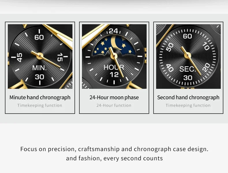 PLAYBOY Casual Business New Original Stainless Steel Multifunction Waterproof Luxury Quartz Men's Watches