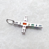 Brand New Pendant Cross with Colourful AAA Cz Crystals 925 Sterling Silver Bohemian Fine Jewellery Gift For Women - The Jewellery Supermarket