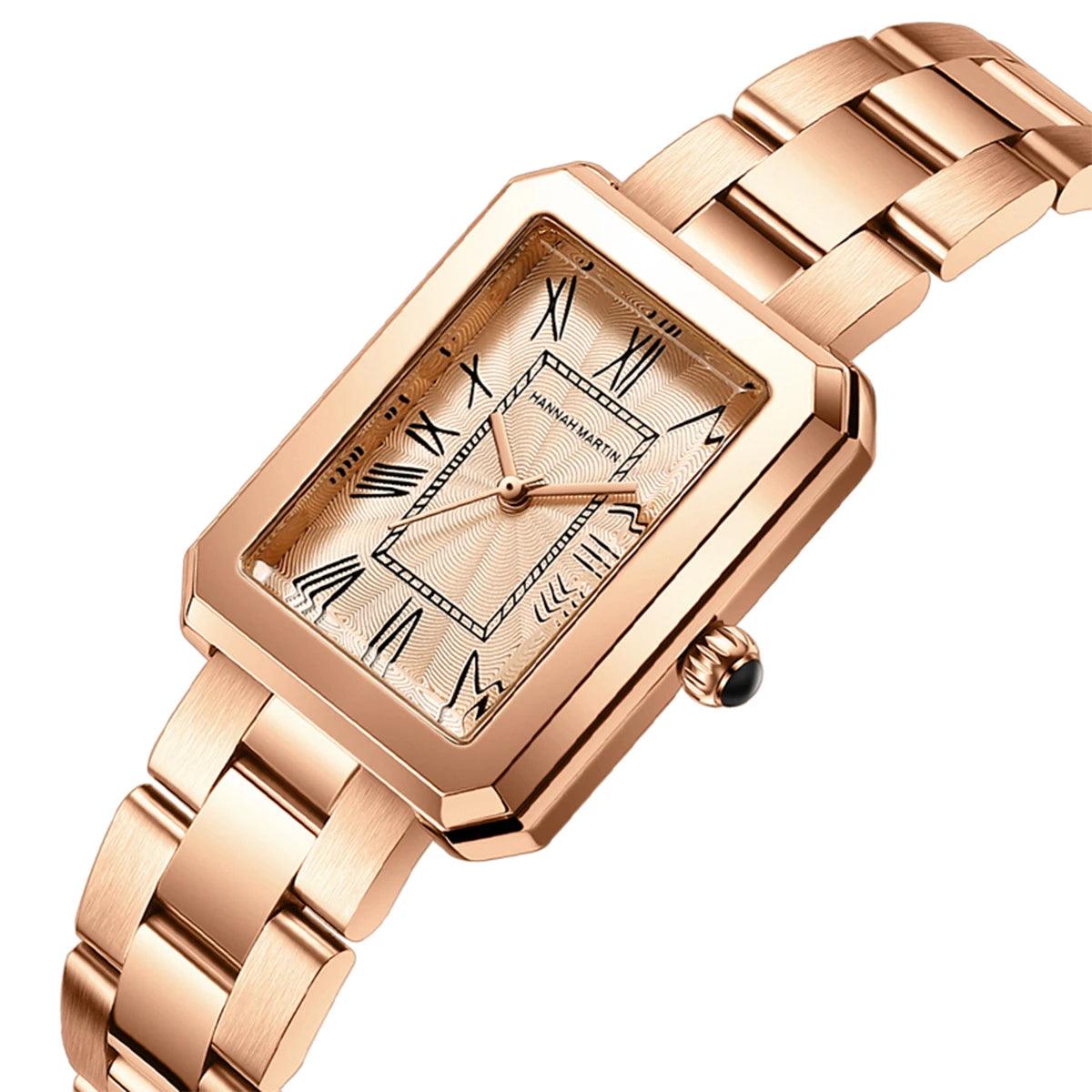 Super Quality Elegant Fashion Square Roman Dial Stainless Steel Ladie's 3Bar Quartz Wristwatch - Ideal Present