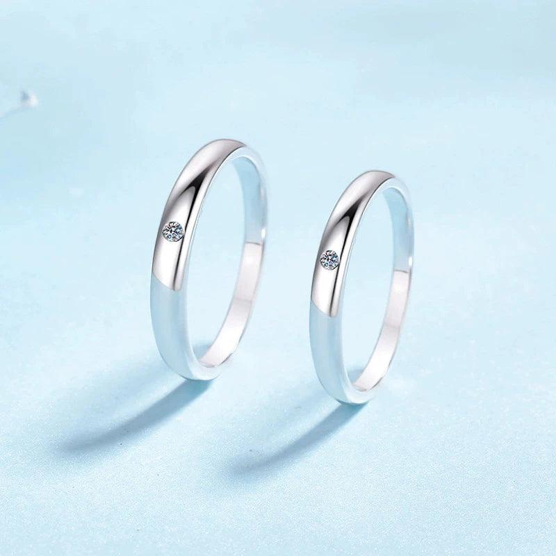 Full Moissanite Diamonds Ring Set for Women Men - Sterling Silver Wedding Promise Engagement Couple Rings Jewellery