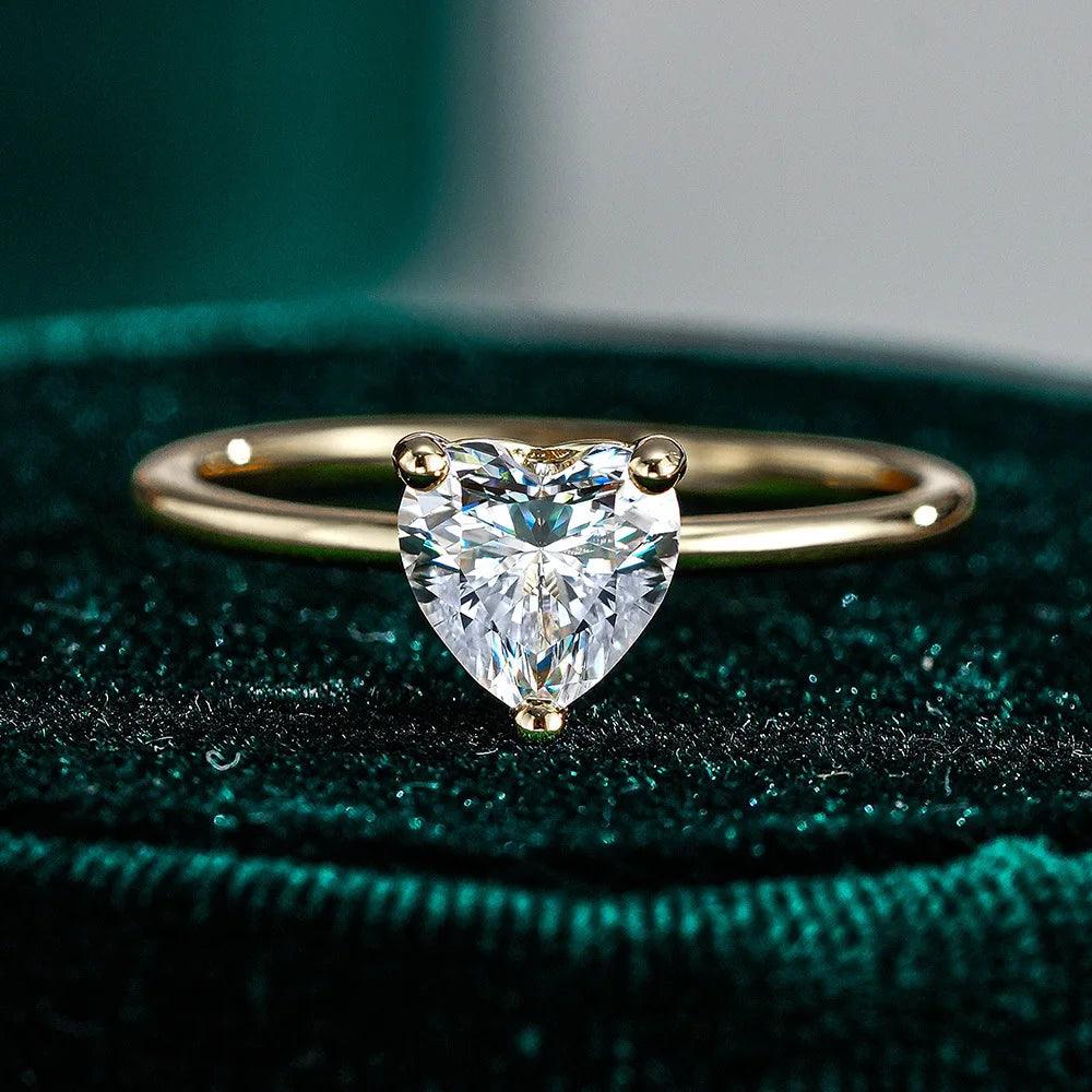 Terrific 1Carat Princess Cut Moissanite Solitaire Diamond Rings Silver 18K Gold Plated Wedding Engagement Jewellery
