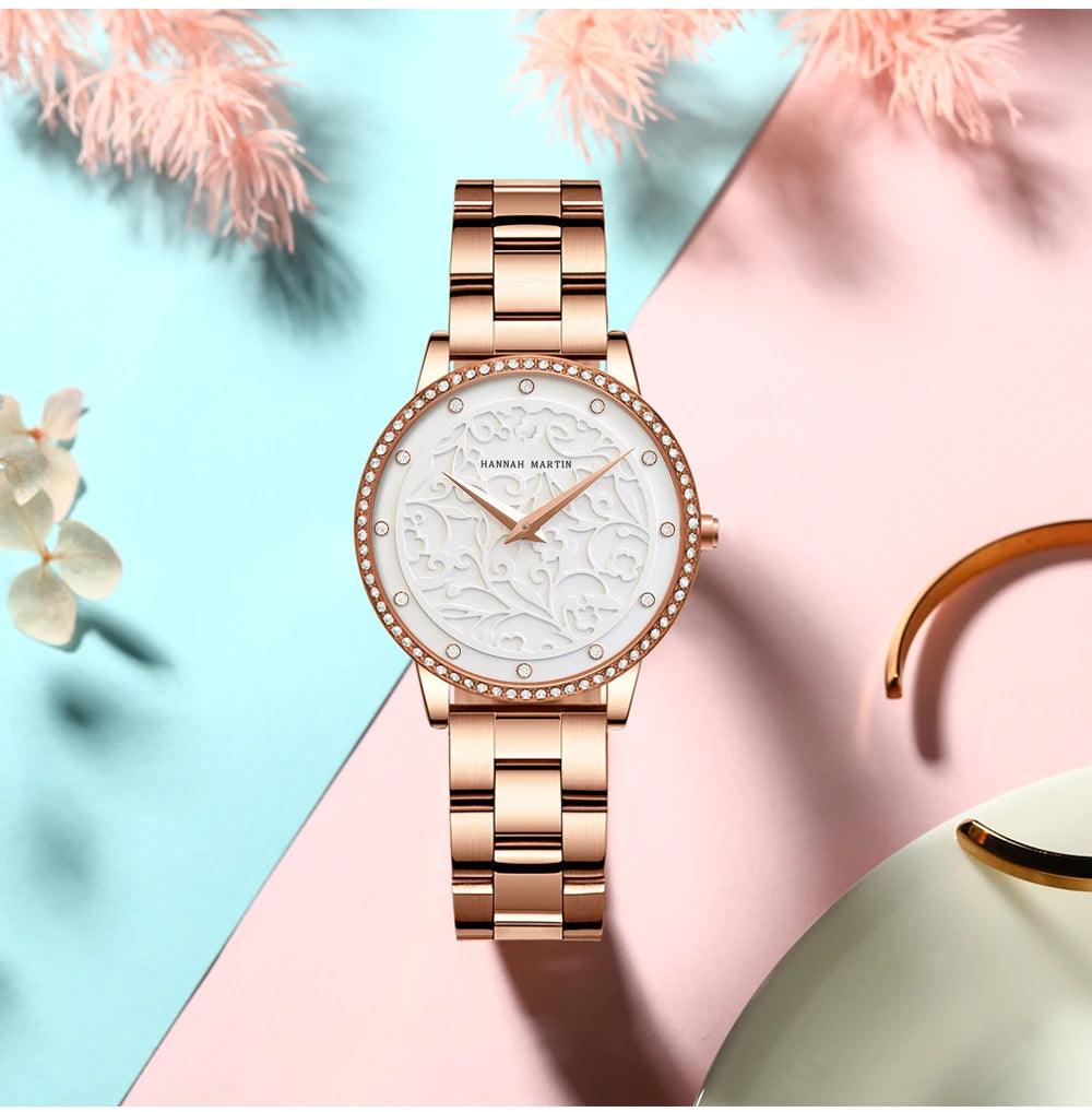 Elegant Top Layer Cowhide or Stainless Steel Strap Luxury Watch Quartz Movement 3ATM Waterproof Ladies Watches