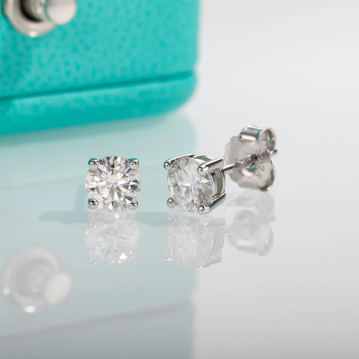 Marvelous 4mm D Colour VVS1 Moissanite Diamonds Classic 925 Sterling Silver Stud Earring For Woman Fine Jewellery - The Jewellery Supermarket