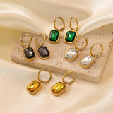 New 316L Stainless Steel Gold Plated Trendy Charming Zirconia Crystals Hoop Earrings For Women Girls - Ideal Gifts - The Jewellery Supermarket