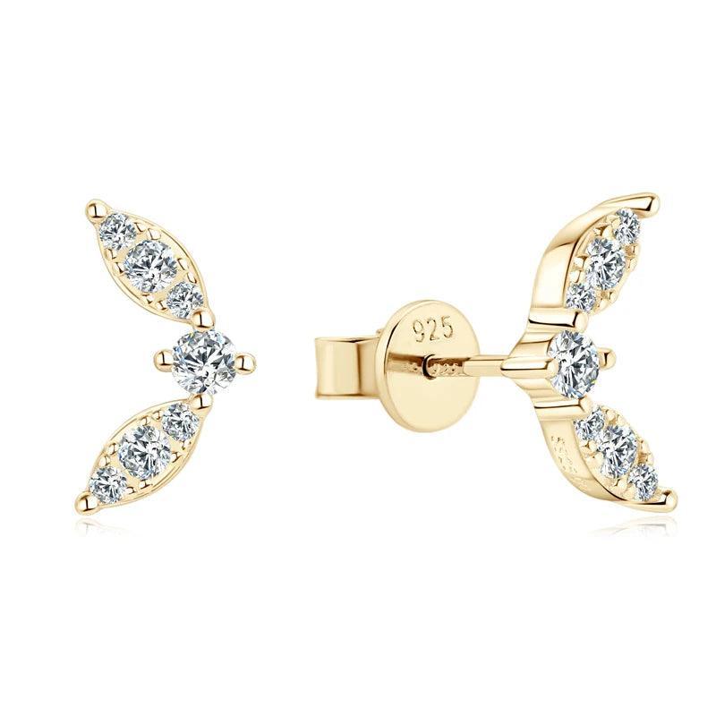 Minimalist Leaf-shape D Colour VVS1 Moissanite Diamonds Silver Earrings For Women Party Daily Fine Jewellery - The Jewellery Supermarket