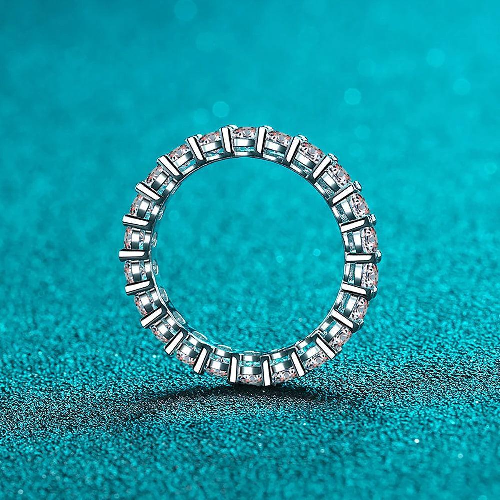 Adorable 18K YGP 2.2 CT Moissanite Diamonds Eternity Rings for Women - Engagement Wedding Fine Rings - The Jewellery Supermarket