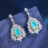 Luxury 8*12mm Paraiba Tourmaline Pendant Necklace Drop Earrings for Women - Charming Fine Jewellery Set - The Jewellery Supermarket