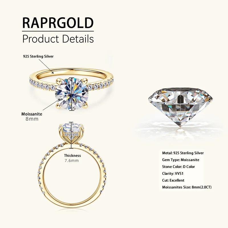 Amazing 925 Sterling Silver GRA Certified VVS1 D Color Moissanite Solitaire Wedding Engagement Fine Rings for Women