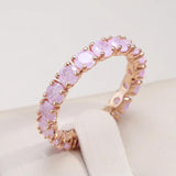 New Round Cut AAA Emerald Zircon Ring for Women Luxury 14K Rolled Rose Gold Promise Ring - Fine Jewellery