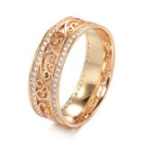 Luxury Rolled 14K Rose Gold Bride Wedding Rings For Women with AAA Zircon Diamonds - Ethnic Fine Jewellery