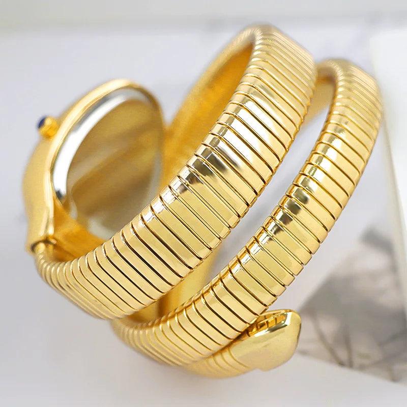 Classic Snake Shape Zircon Diamonds Quartz Watches for Women's Fashionable Elegant High Grade Women's Watches