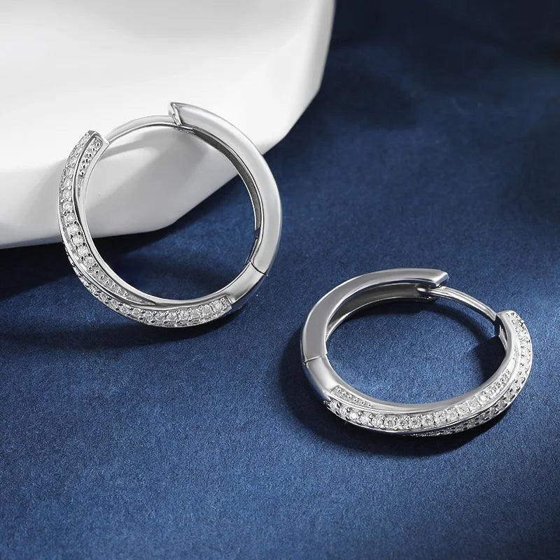 Delicate 18KGP D Color VVS1 Moissanite Diamonds Hoop Earrings For Women Silver Diamond Fashion Party Jewellery - The Jewellery Supermarket