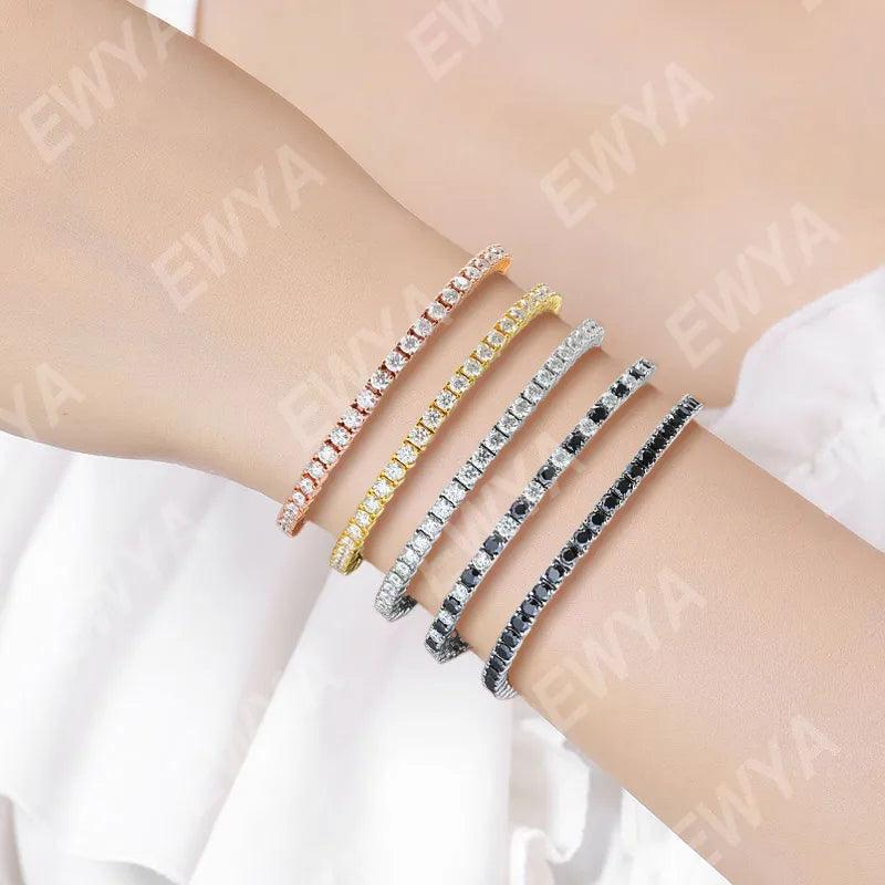 Sparkling 0.1ct 3mm D VVS1 Moissanite Diamonds Bracelet with GRA -  Sterling Silver Wedding Party Fine Jewellery - The Jewellery Supermarket