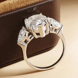 Waterdrop Shape 3 Stones 8 Carat Pear Cut Silver Moissanite Rings, 18K Gold Plated Engagement Wedding Jewellery