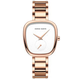 Fashionable Minimalist Style Elegant Ladie's Quartz Wristwatch Wine Barrel Rose Gold or Black Oval Women's Watches