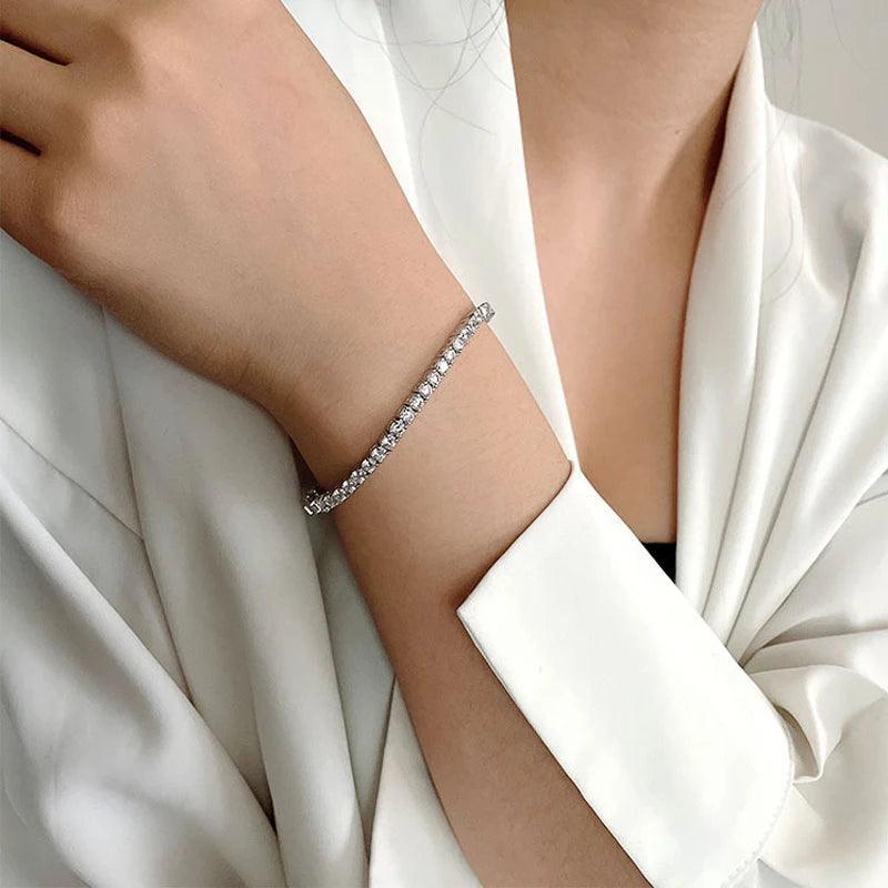 Sparkling 0.1ct 3mm D VVS1 Moissanite Diamonds Bracelet with GRA -  Sterling Silver Wedding Party Fine Jewellery - The Jewellery Supermarket