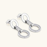 Awesome 14KGP Round D 1.5mm Moissanite Diamonds Drop Stud Earrings - Silver Link Chain Earrings Fine Jewellery - The Jewellery Supermarket