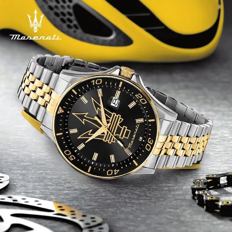 Luxury Maserati Watches Men's Luxury Fashion Trends in Europe and America Luminous Gold Steel Strap. Ideal Present