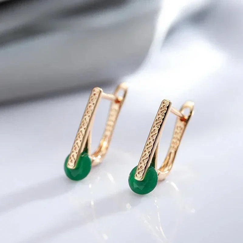 New 14K Rolled Rose Gold AAA Emerald Zircon Crystals Luxury Round Crystal Earrings For Women -  Fine Jewellery