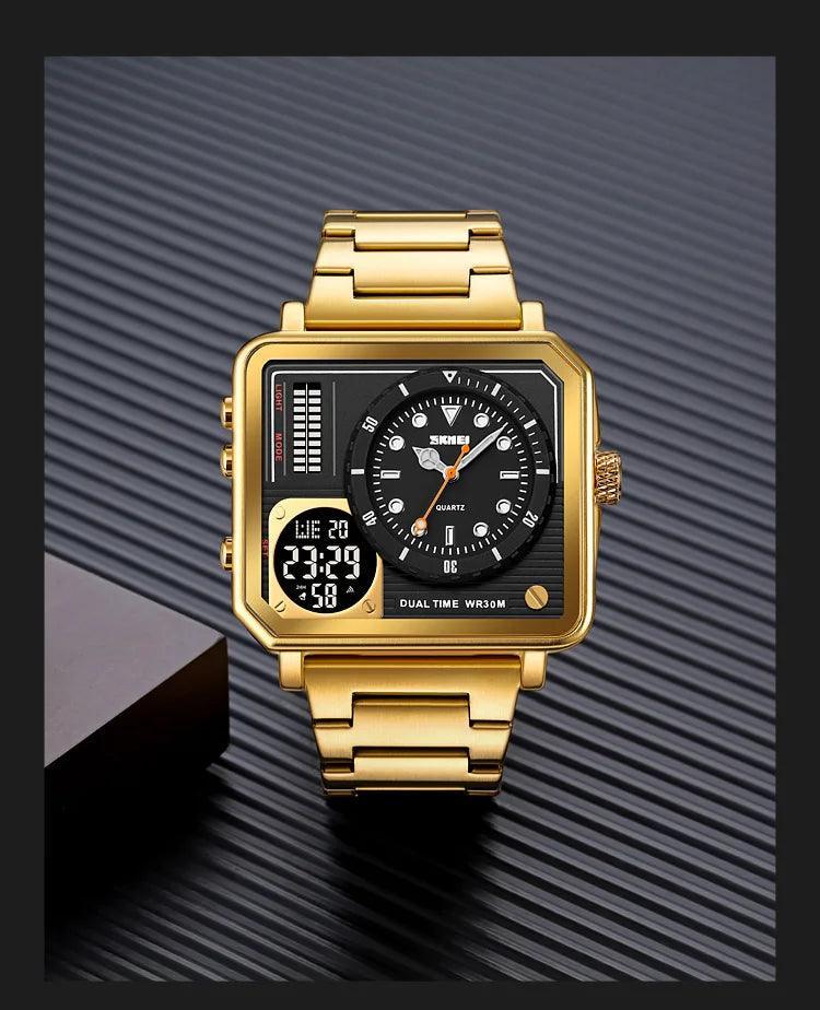 Trendsetter Casual 2 Display Chrono Hipster Waterproof Steel Bracelet Back Light Analog Digital Sport Watches - The Jewellery Supermarket