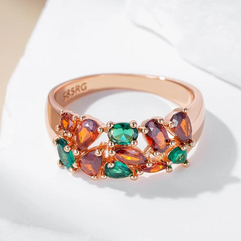Hot Shiny AAA Zircon Crystals Trendy Rolled 14K Rose Gold Rings For Women Daily Fine Jewellery Best Crystal Gift