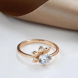 New Fashion Simple Rolled 14K Rose Gold With AAA Zircon Diamond Ring - Romantic Daily Fine Jewellery