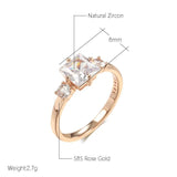 Dazzling Square AAA Zircon Crystals 14K Rolled Rose Gold Ring for Women - High Quality Daily Fine Jewellery