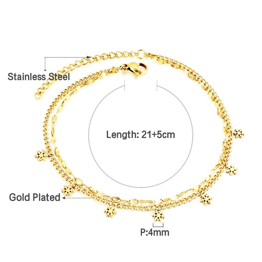 Double Layer Coin Disc Pendant Anklets - Gold Colour Stainless Steel Anti-allergic Rope Chain Jewellery - The Jewellery Supermarket