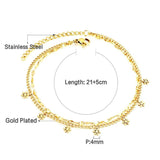 Double Layer Coin Disc Pendant Anklets - Gold Colour Stainless Steel Anti-allergic Rope Chain Jewellery - The Jewellery Supermarket
