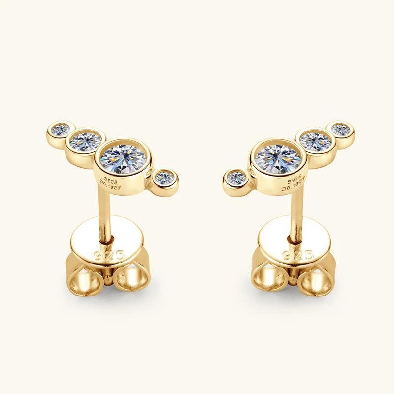 Excellent Single Row Four Bezel  D-Colour VVS1 Moissanite Diamonds Earrings For Women Silver Daily Fine Jewellery - The Jewellery Supermarket