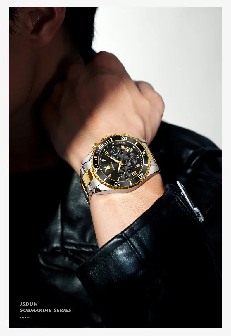 PLAYBOY Casual Business New Original Stainless Steel Multifunction Waterproof Luxury Quartz Men's Watches