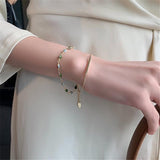 Crystal Charm Bracelets for Women - Gold Colour Beaded Chain Double Layered Adjustable Bracelets Jewellery - The Jewellery Supermarket