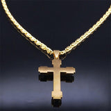 Christian Jesus Cross Religious Necklace - Gold Colour Stainless Steel Religious Pendant Necklaces Chain Jewellery - The Jewellery Supermarket
